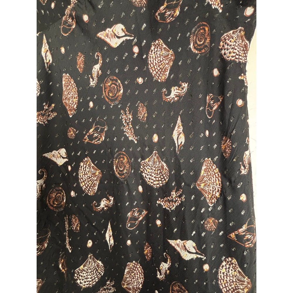 Ann Taylor Loft Black Metallic Seashell Seahorse Clip Dot Midi Dress Sz 12 2510 - Picture 2 of 8